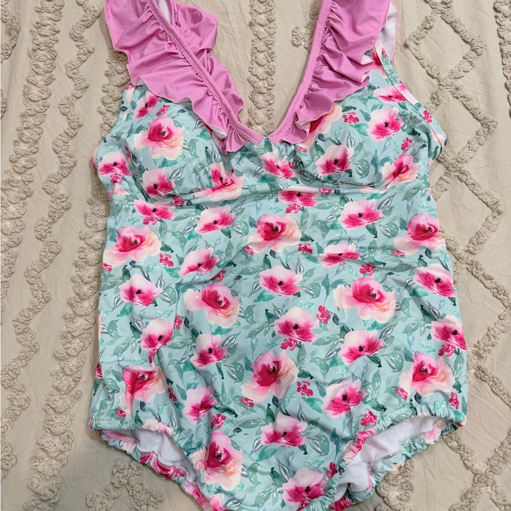 Floral Ruffle One Piece Swimsuit